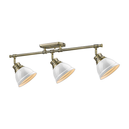 Yep by Golden Lighting Duncan 3-light Semi-Flush Mount in Aged Brass and White shade - - Golden Lighting