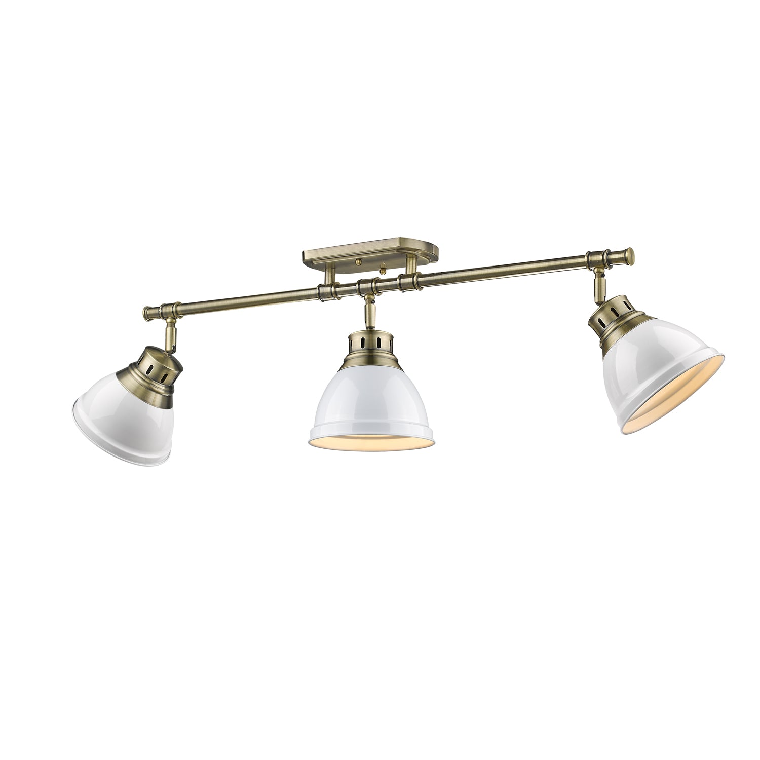 Duncan 3-Light Semi-Flush - Track Light in Aged Brass with White - - Golden Lighting