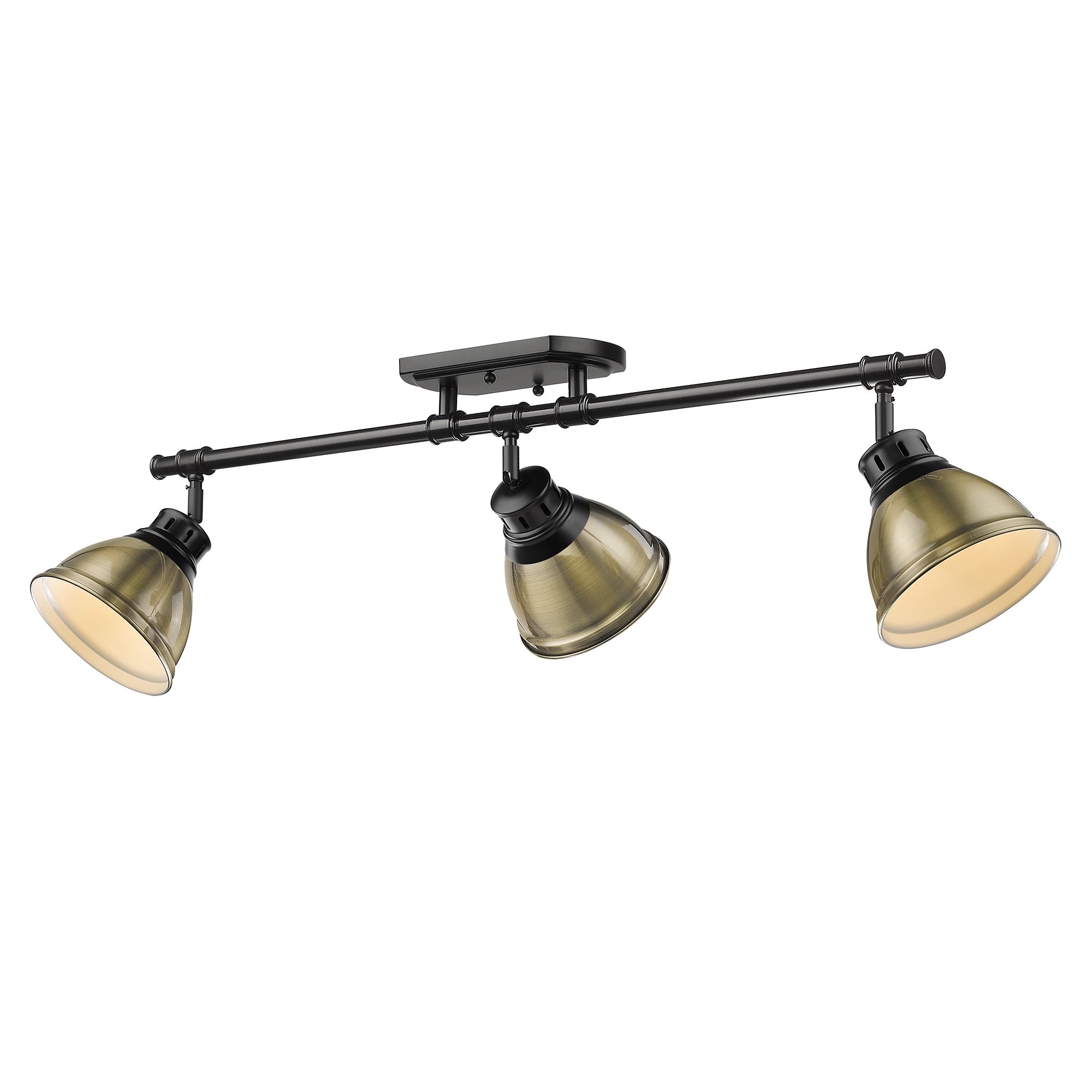 Duncan 3-Light Semi-Flush - Track Light in Matte Black with Aged Brass - - Golden Lighting