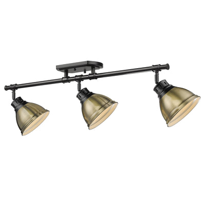 Yep by Golden Lighting Duncan 3-light Semi-Flush Mount in Matte Black and Aged Brass shade - - Golden Lighting