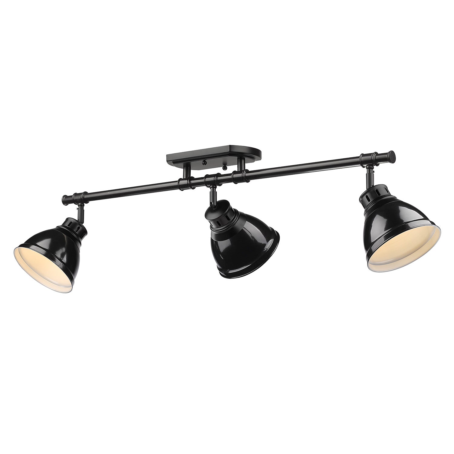 Duncan 3 Light Semi-Flush - Track Light in Matte Black with Black Shades - Default Title - Golden Lighting