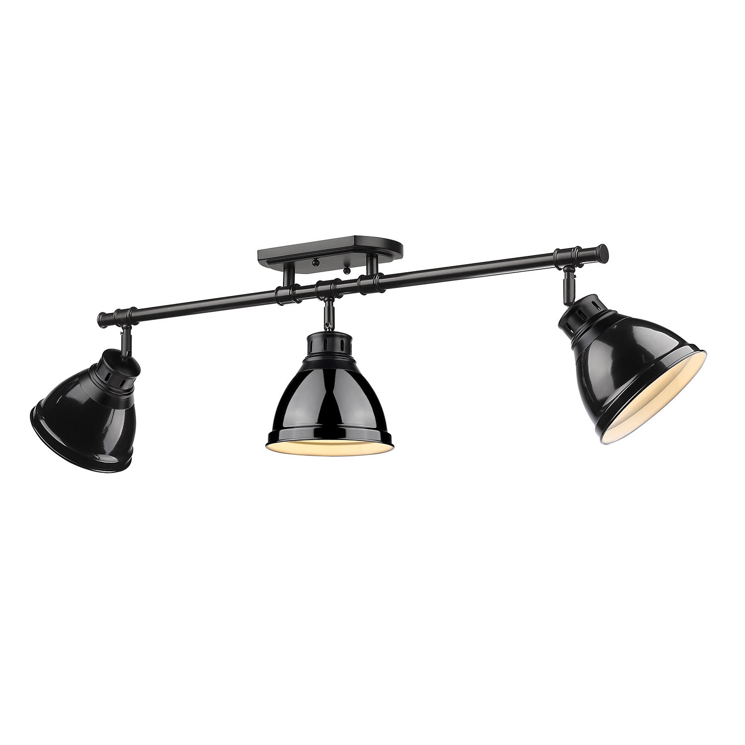 Duncan 3 Light Semi-Flush - Track Light in Matte Black with Black Shades - - Golden Lighting