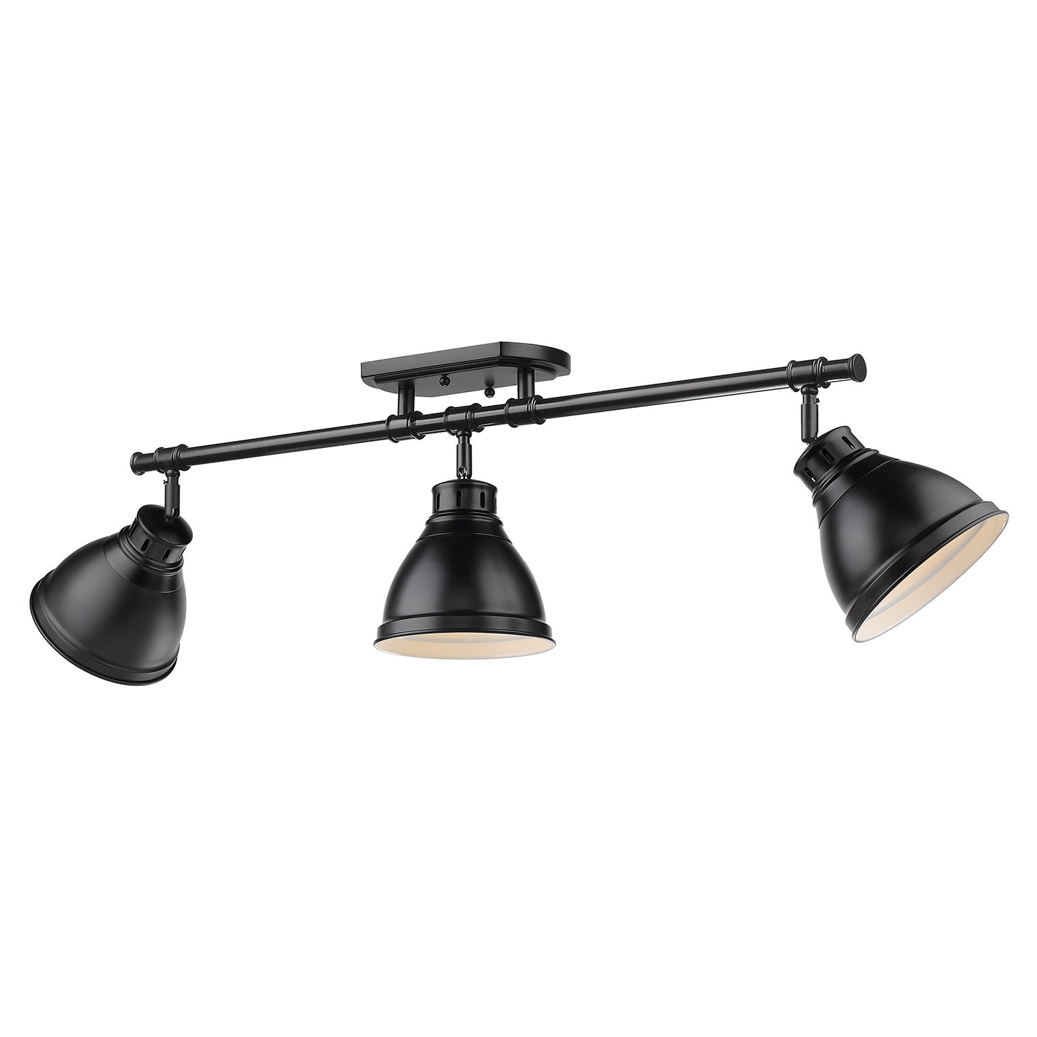 Duncan 3 Light Semi-Flush - Track Light in Matte Black with a Matte Black Shades - - Golden Lighting