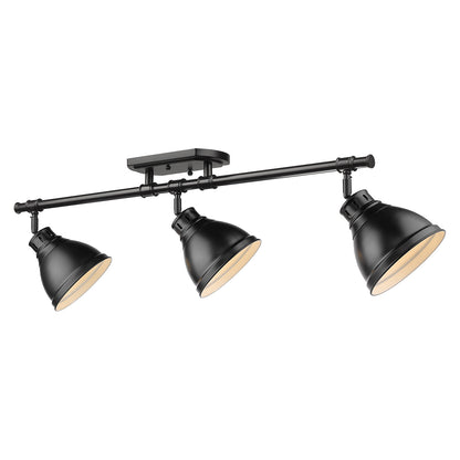Duncan 3 Light Semi-Flush - Track Light in Matte Black with a Matte Black Shades - Default Title - Golden Lighting