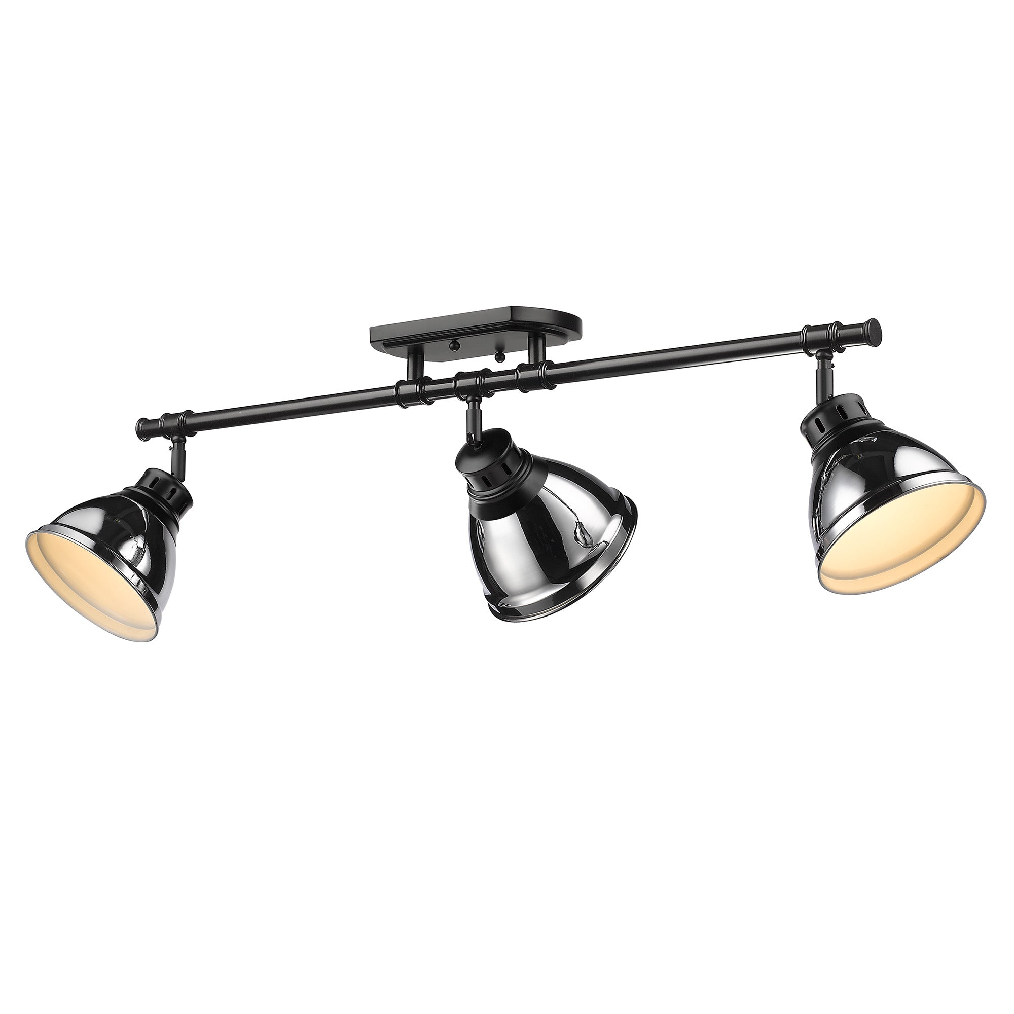 Duncan 3-Light Semi-Flush - Track Light in Matte Black with Chrome - - Golden Lighting