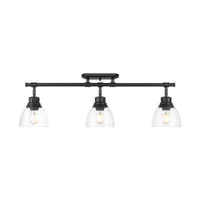 Yep by Golden Lighting Duncan 3-light Semi-Flush Mount in Matte Black and Clear Glass - - Golden Lighting