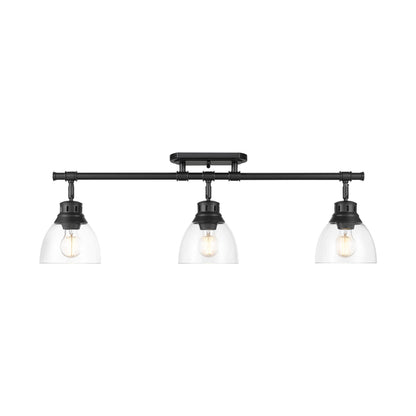 Yep by Golden Lighting Duncan 3-light Semi-Flush Mount in Matte Black and Clear Glass - - Golden Lighting
