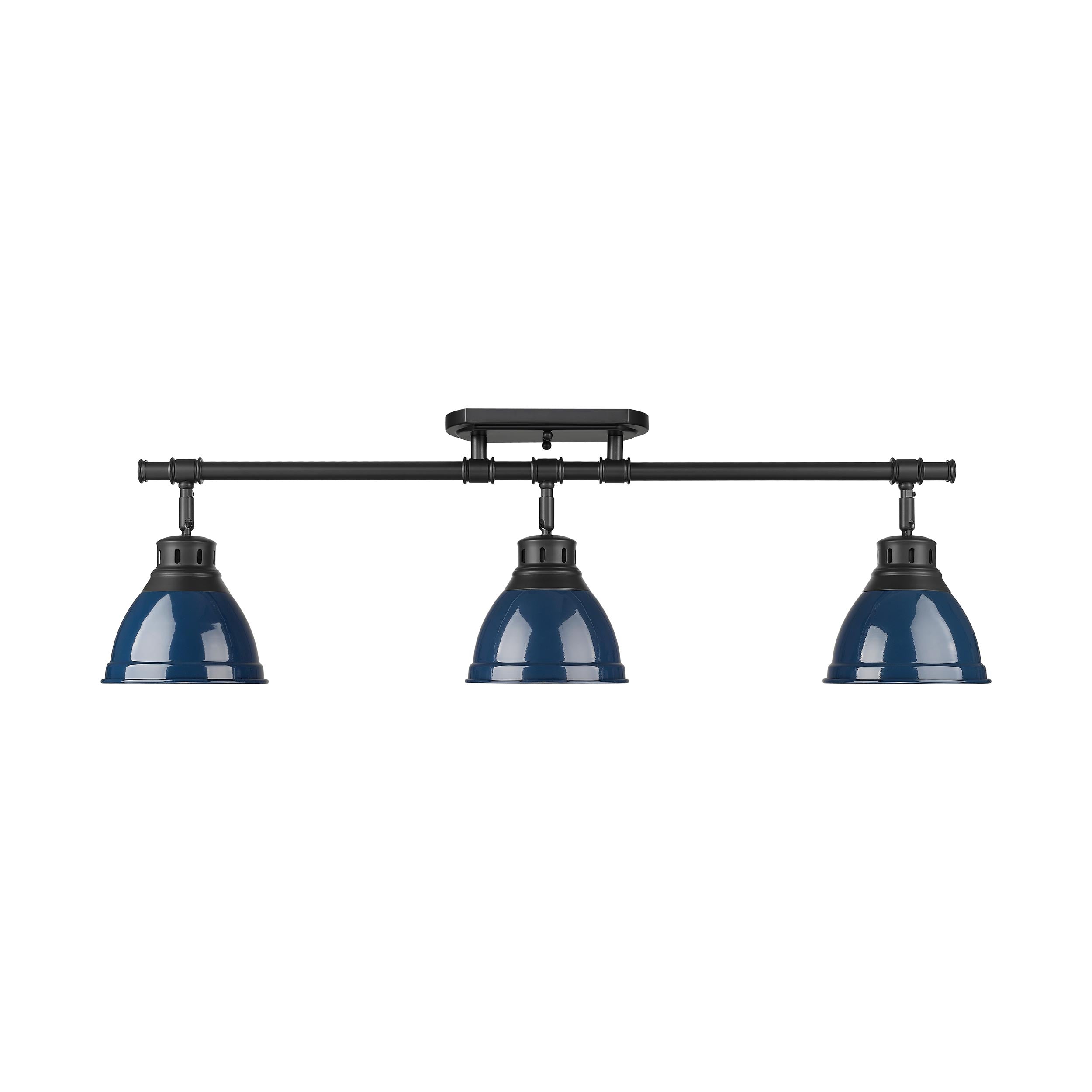 Duncan 3-Light Semi-Flush - Track Light in Matte Black with Matte Navy - - Golden Lighting