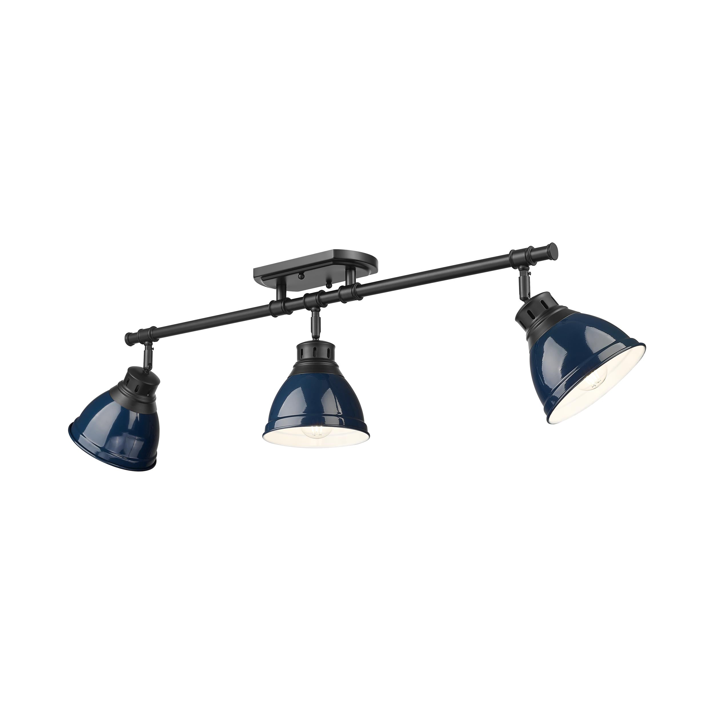 Yep by Golden Lighting Duncan 3-light Semi-Flush Mount in Matte Black and Navy Blue shade - Default Title - Golden Lighting
