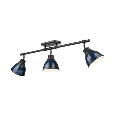 Yep by Golden Lighting Duncan 3-light Semi-Flush Mount in Matte Black and Navy Blue shade - Default Title - Golden Lighting