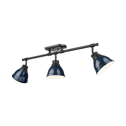 Yep by Golden Lighting Duncan 3-light Semi-Flush Mount in Matte Black and Navy Blue shade - Default Title - Golden Lighting