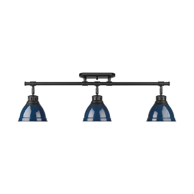 Yep by Golden Lighting Duncan 3-light Semi-Flush Mount in Matte Black and Navy Blue shade - - Golden Lighting