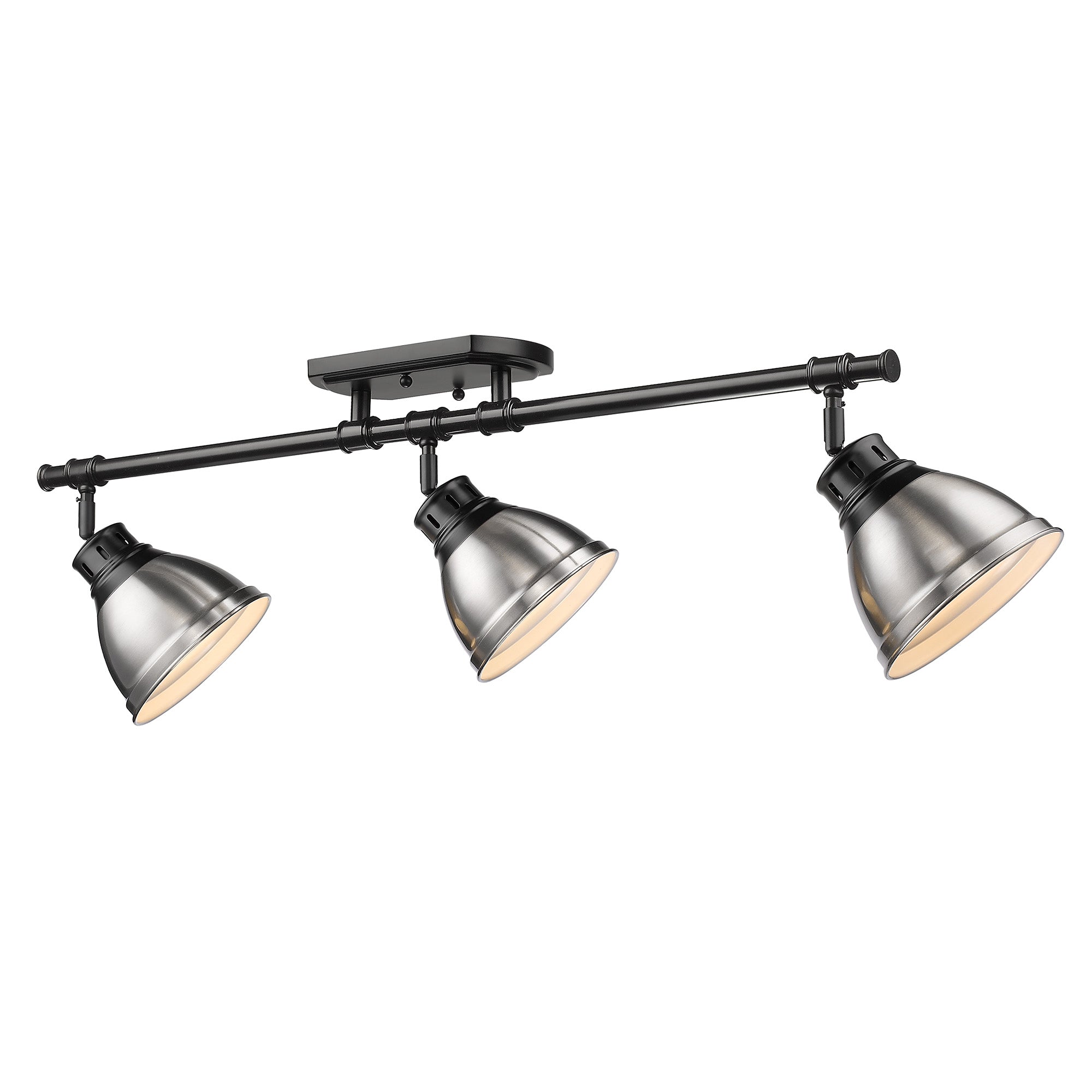 Yep by Golden Lighting Duncan 3-light Semi-Flush Mount in Matte Black and Pewter shade - - Golden Lighting