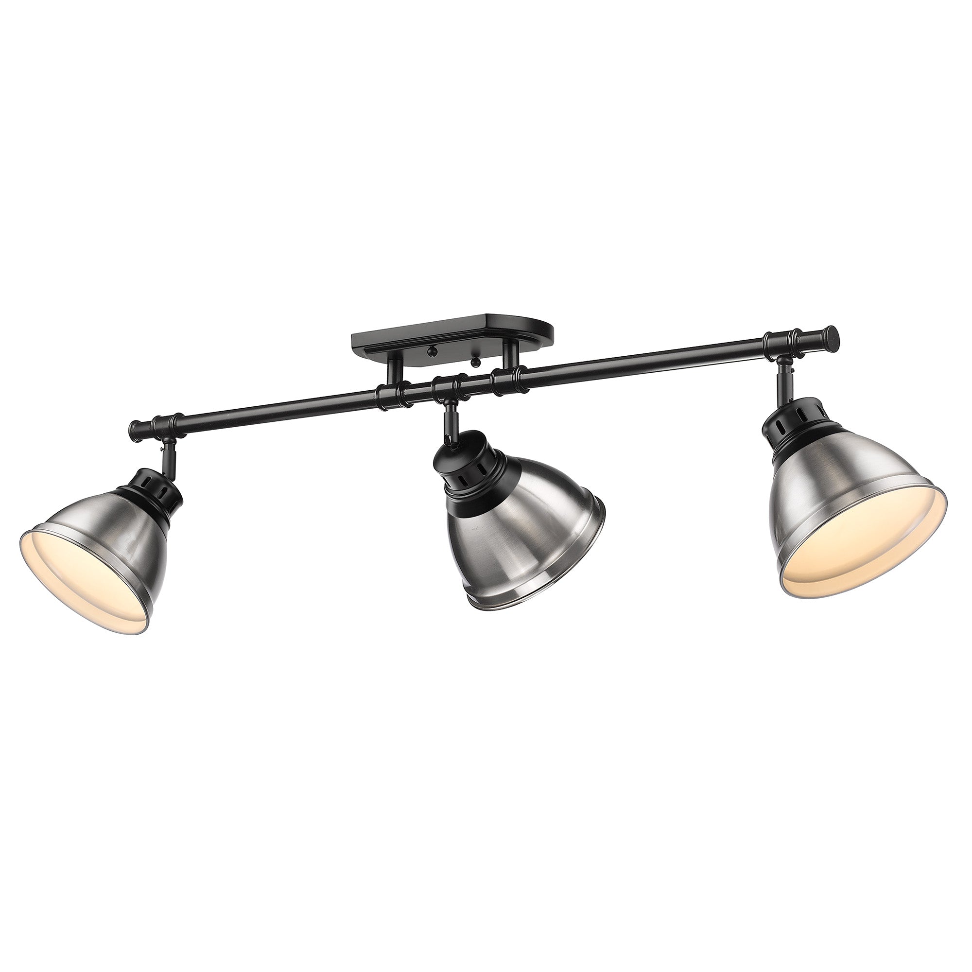 Duncan 3-Light Semi-Flush - Track Light in Matte Black with Pewter - - Golden Lighting