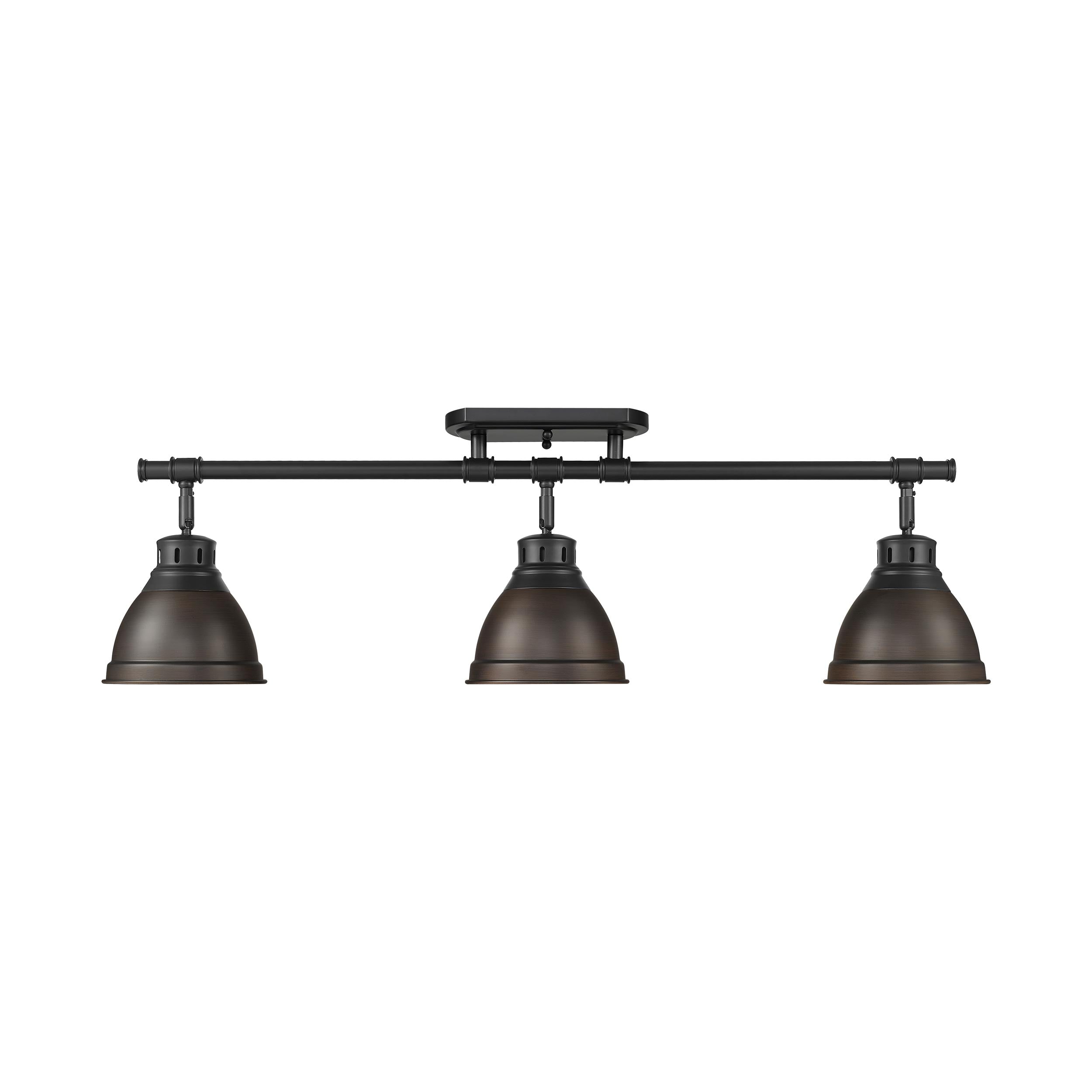 Duncan 3-Light Semi-Flush - Track Light in Matte Black with Rubbed Bronze - - Golden Lighting