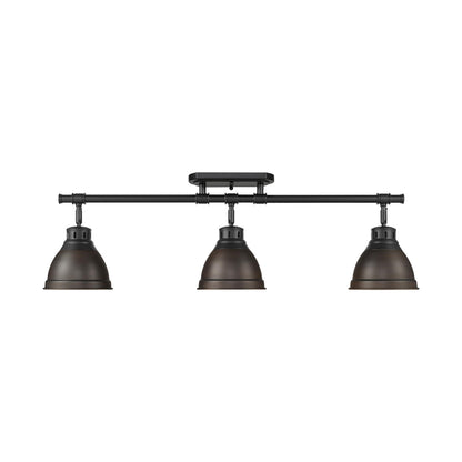 Yep by Golden Lighting Duncan 3-light Semi-Flush Mount in Matte Black and Rubbed Bronze shade