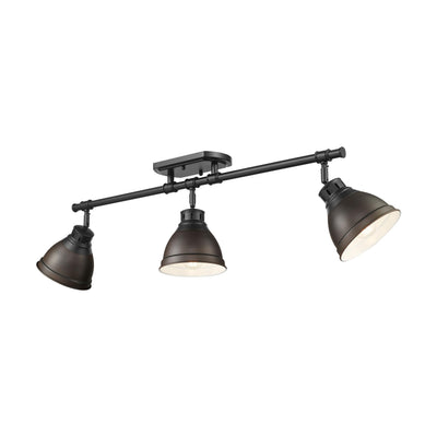 Yep by Golden Lighting Duncan 3-light Semi-Flush Mount in Matte Black and Rubbed Bronze shade - Default Title - Golden Lighting