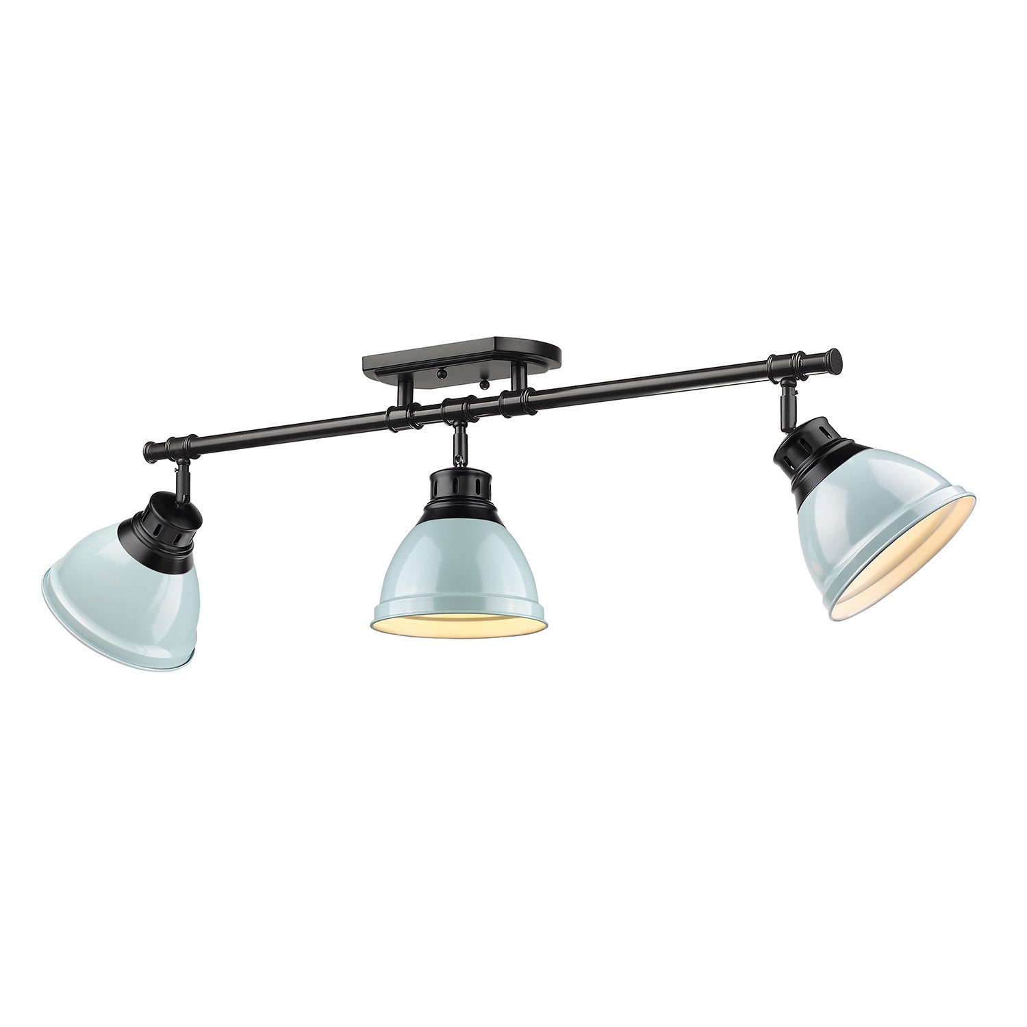 Duncan 3-Light Semi-Flush - Track Light in Matte Black with Seafoam - - Golden Lighting