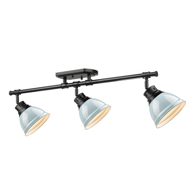Yep by Golden Lighting Duncan 3-light Semi-Flush Mount in Matte Black and Seafoam shade - - Golden Lighting