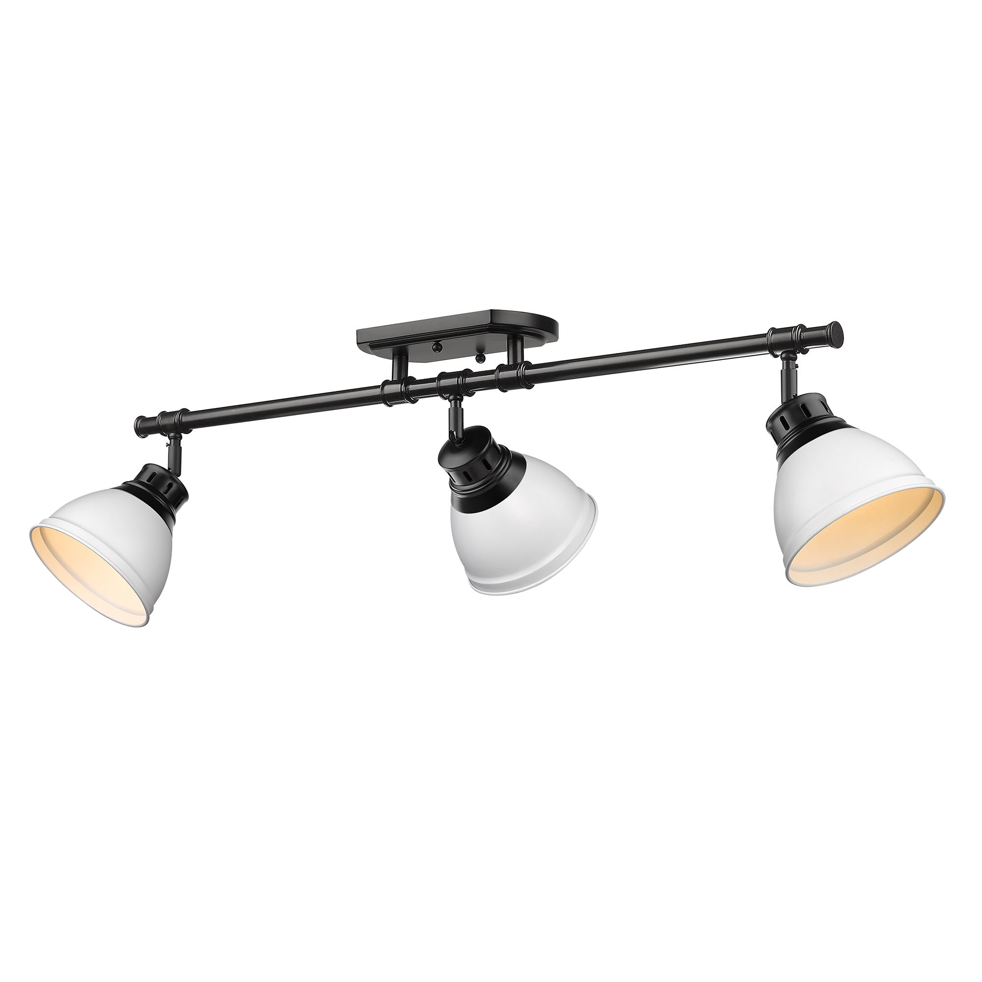 Duncan 3-Light Semi-Flush - Track Light in Matte Black with Matte White - - Golden Lighting