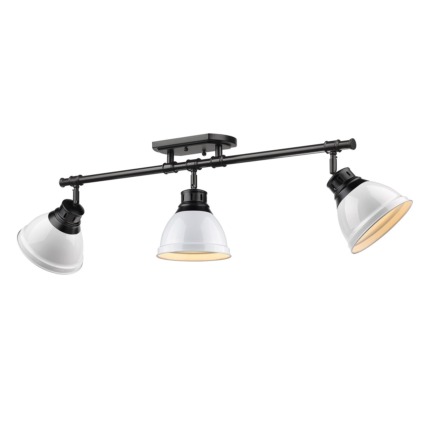 Duncan 3-Light Semi-Flush - Track Light in Matte Black with White - - Golden Lighting