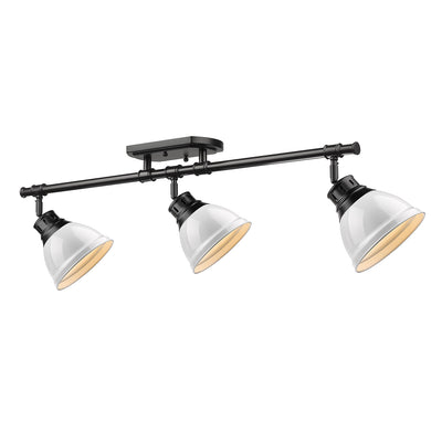 Yep by Golden Lighting Duncan 3-light Semi-Flush Mount in Matte Black and White shade - - Golden Lighting