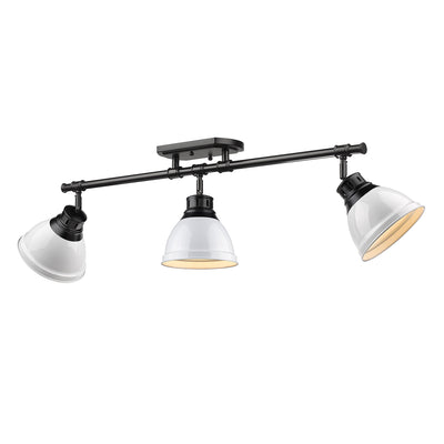 Yep by Golden Lighting Duncan 3-light Semi-Flush Mount in Matte Black and White shade - Default Title - Golden Lighting