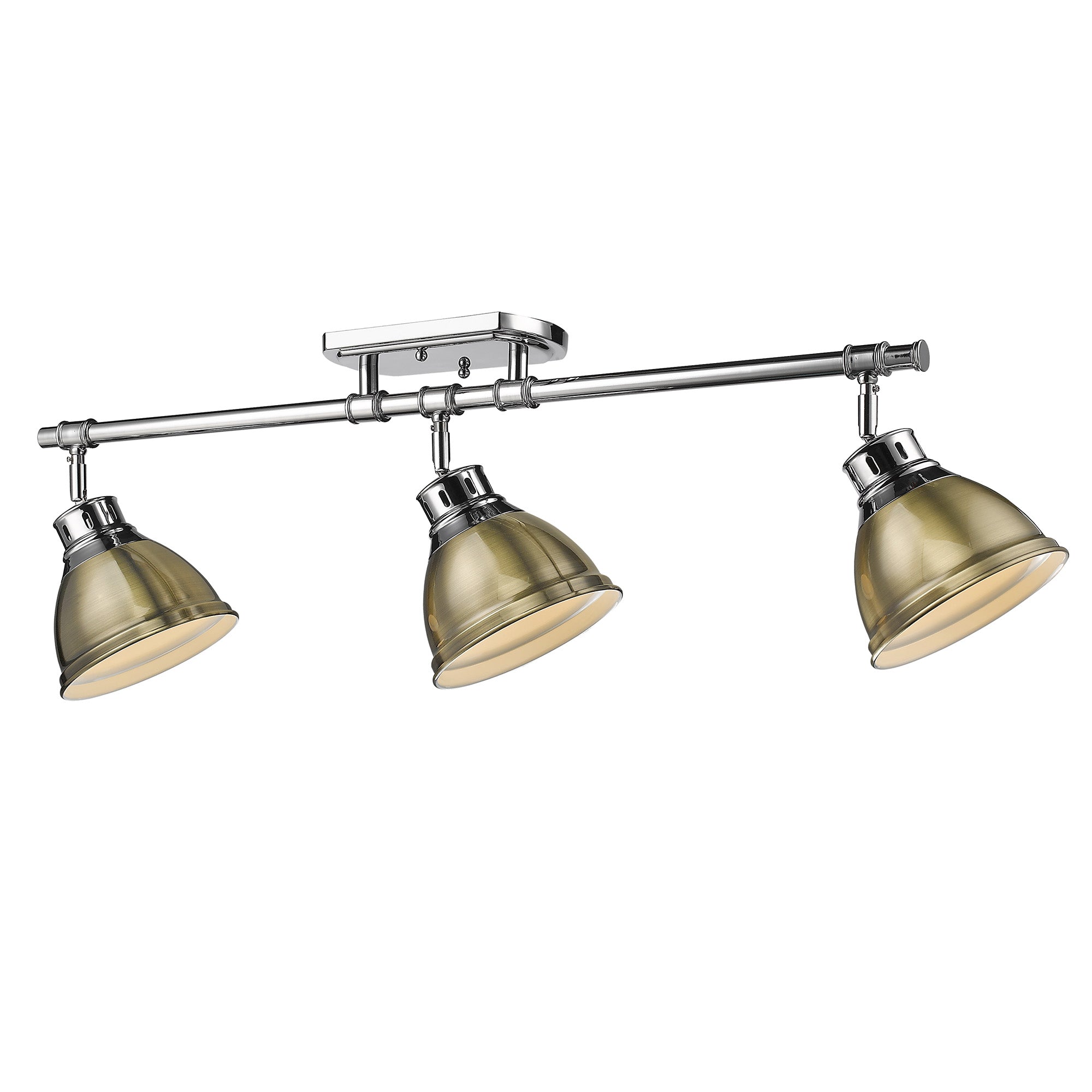 Duncan 3-Light Semi-Flush - Track Light in Chrome with Aged Brass - Default Title - Golden Lighting