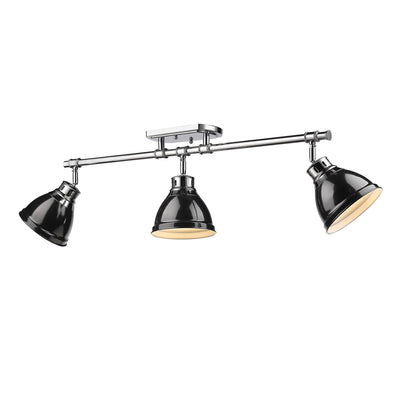 Yep by Golden Lighting Duncan 3-light Semi-Flush Mount in Chrome and Black shade - Default Title - Golden Lighting