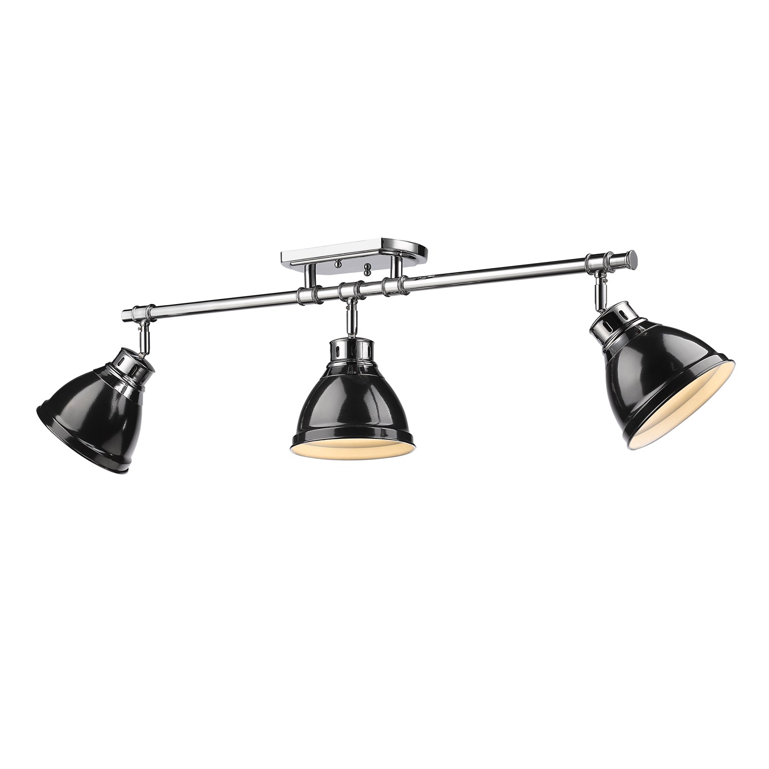 Duncan 3-Light Semi-Flush - Track Light in Chrome with Black - - Golden Lighting