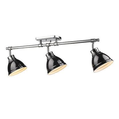 Yep by Golden Lighting Duncan 3-light Semi-Flush Mount in Chrome and Black shade - - Golden Lighting
