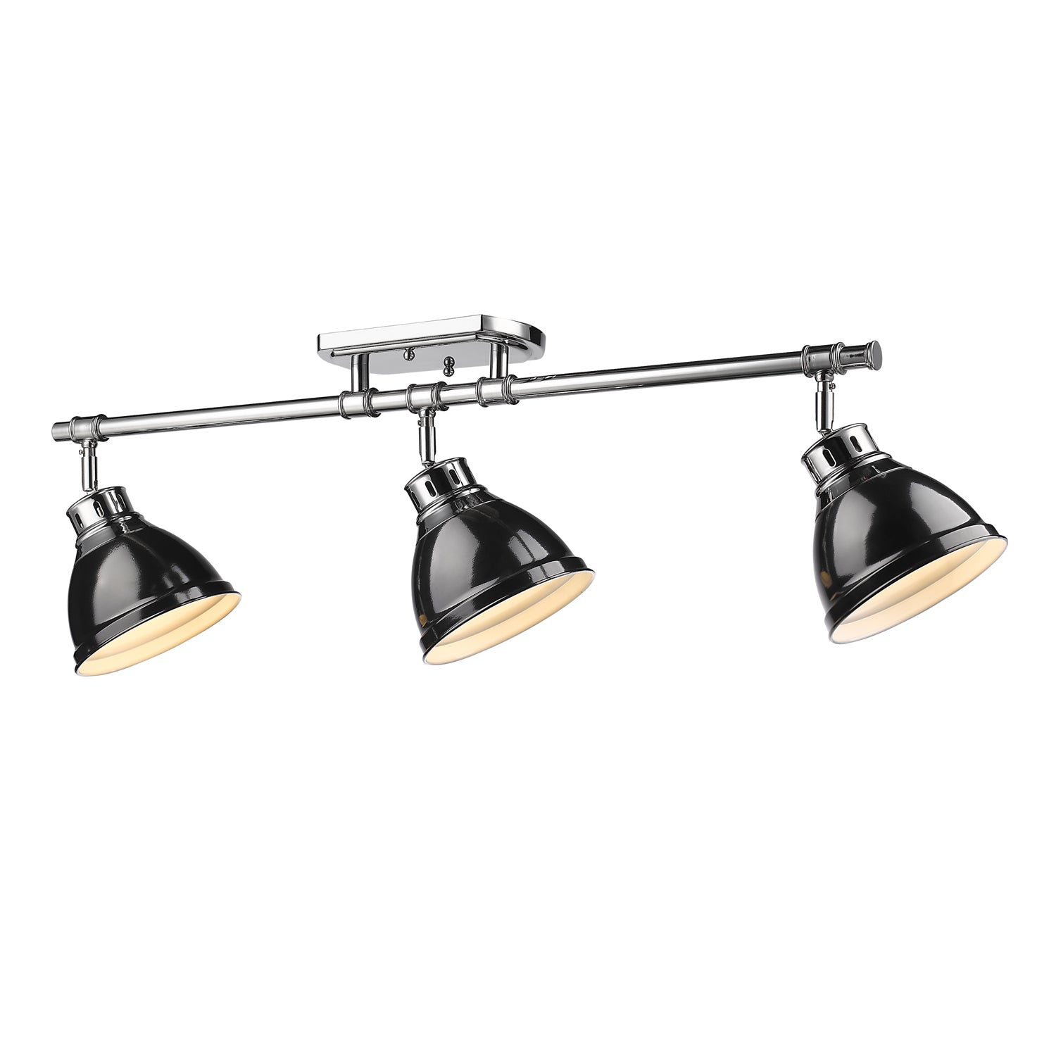 Duncan 3-Light Semi-Flush - Track Light in Chrome with Black - Default Title - Golden Lighting