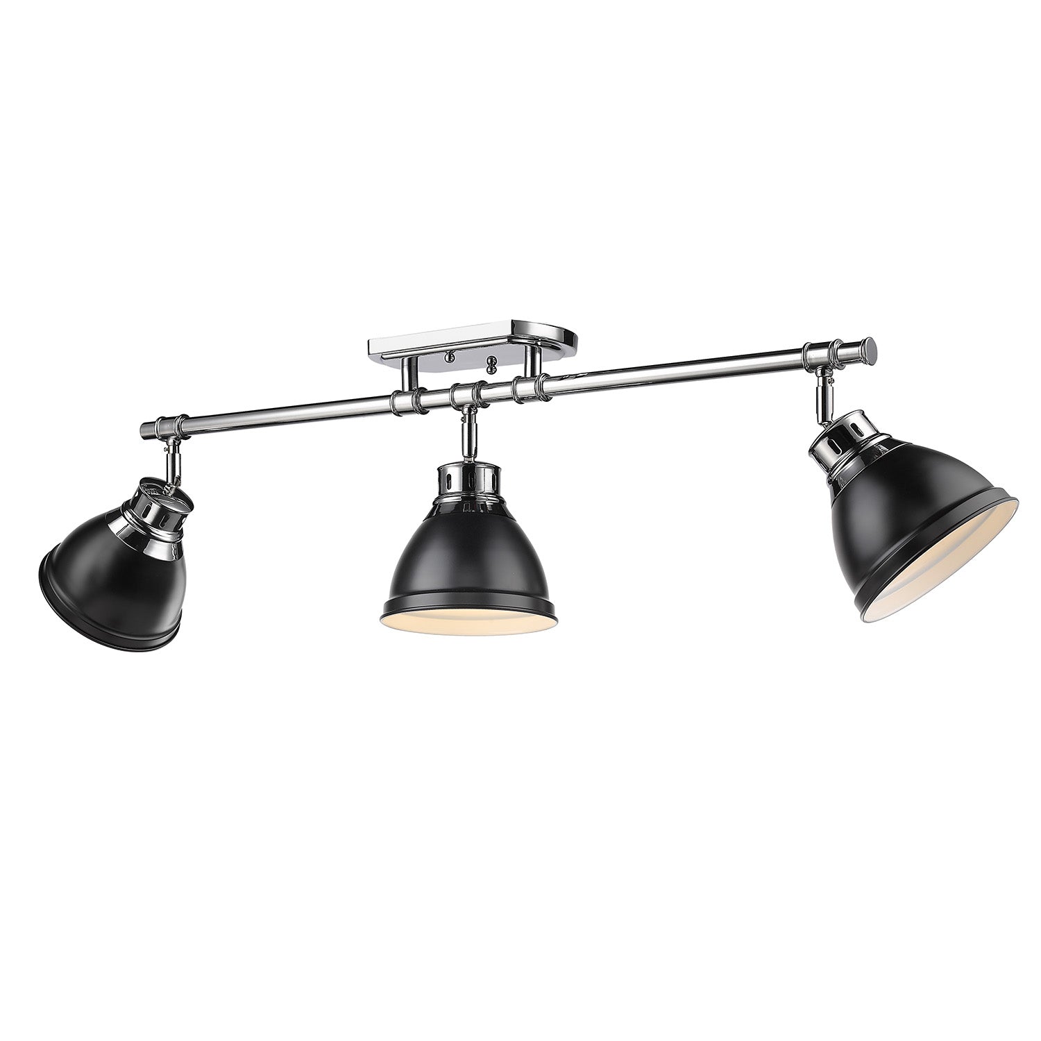 Duncan 3-Light Semi-Flush - Track Light in Chrome with Matte Black - - Golden Lighting