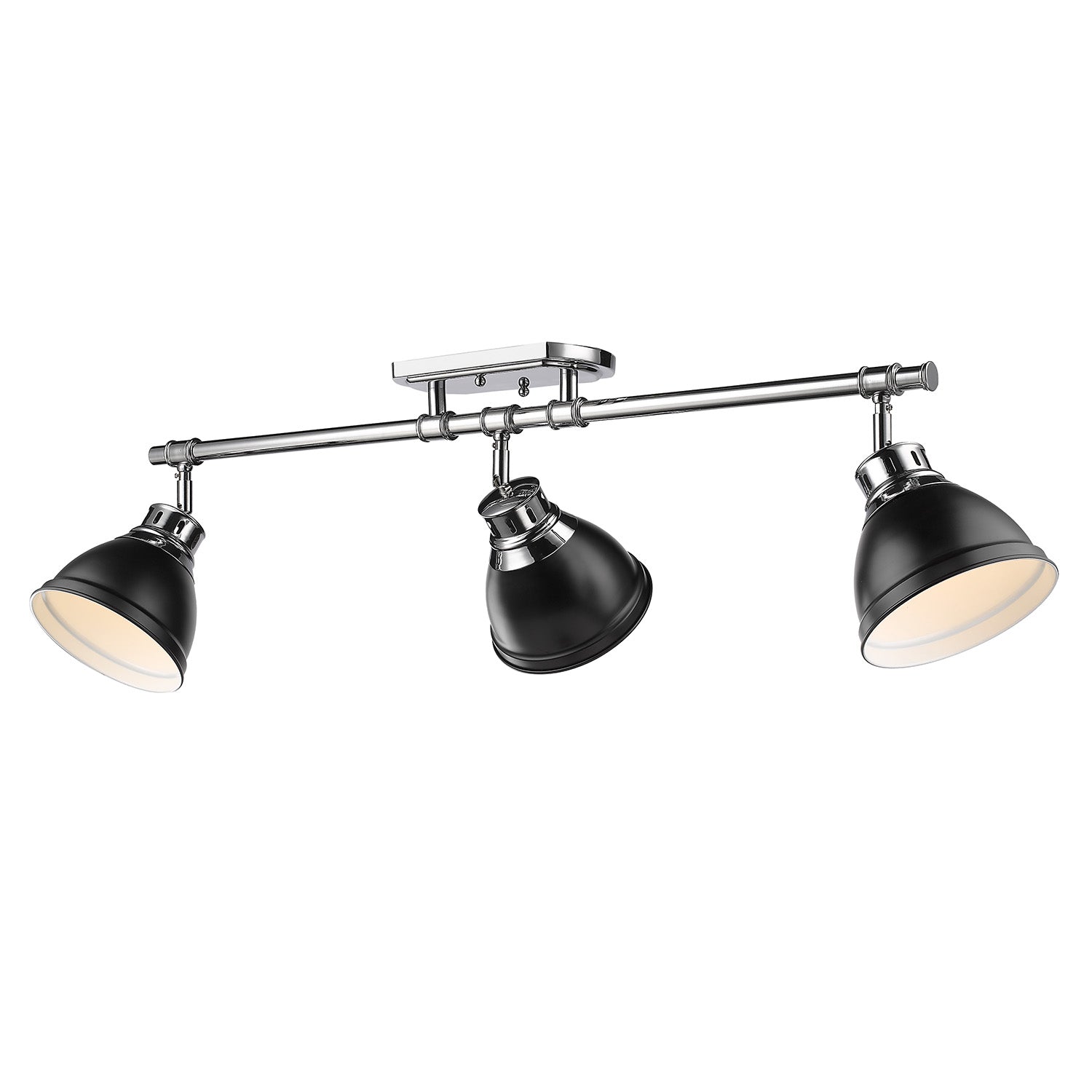 Duncan 3-Light Semi-Flush - Track Light in Chrome with Matte Black - Default Title - Golden Lighting