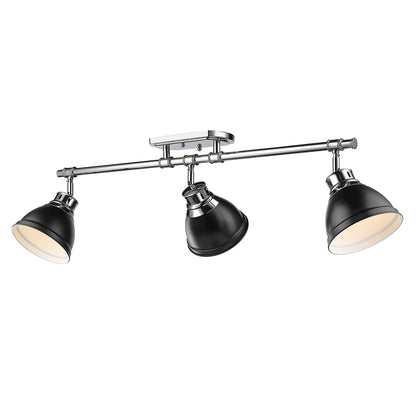 Duncan 3-Light Semi-Flush - Track Light in Chrome with Matte Black - Default Title - Golden Lighting