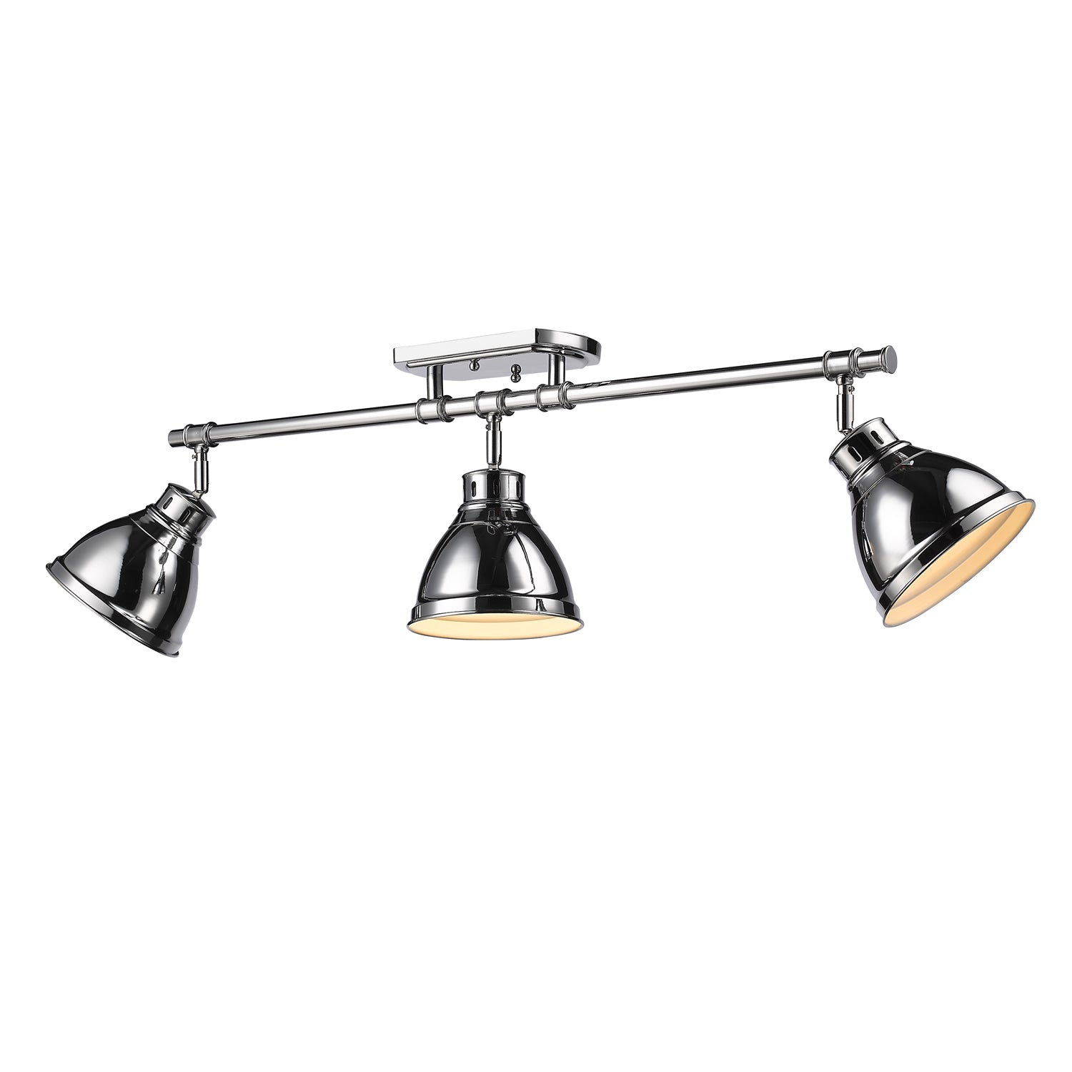 Duncan 3-Light Semi-Flush - Track Light in Chrome with Chrome - - Golden Lighting