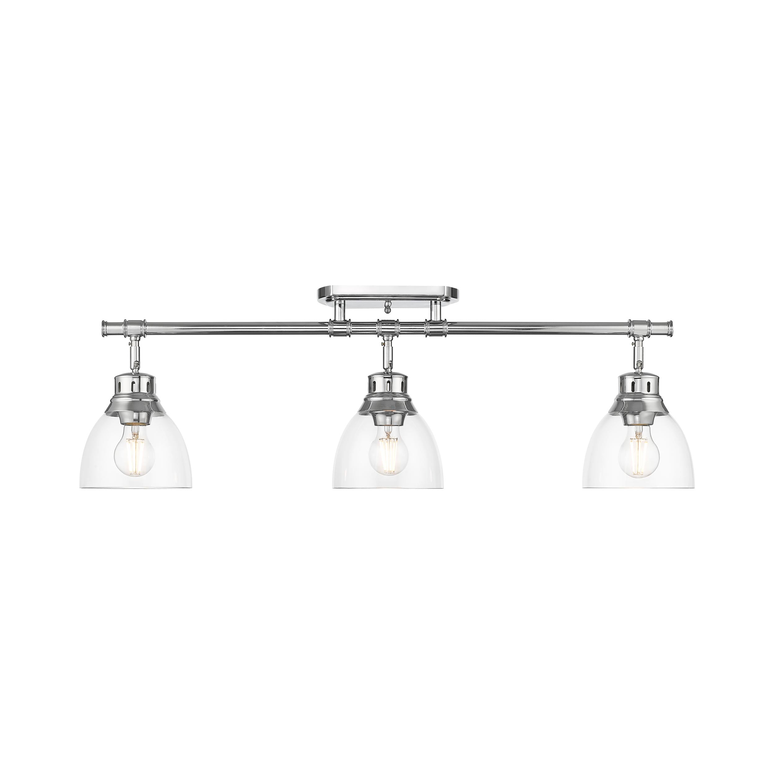 Duncan 3-Light Semi-Flush - Track Light in Chrome with Clear Glass - - Golden Lighting