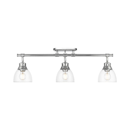 Duncan 3-Light Semi-Flush - Track Light in Chrome with Clear Glass - - Golden Lighting