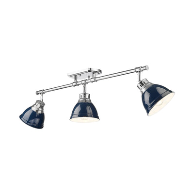 Yep by Golden Lighting Duncan 3-light Semi-Flush Mount in Chrome and Navy Blue shade - Default Title - Golden Lighting