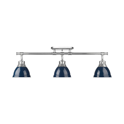 Yep by Golden Lighting Duncan 3-light Semi-Flush Mount in Chrome and Navy Blue shade - - Golden Lighting