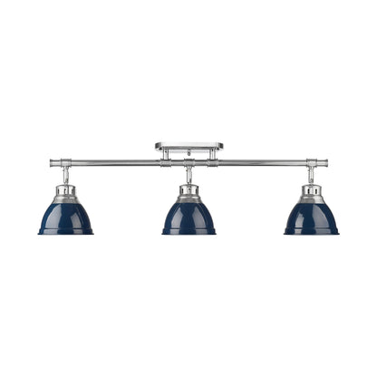 Yep by Golden Lighting Duncan 3-light Semi-Flush Mount in Chrome and Navy Blue shade - - Golden Lighting