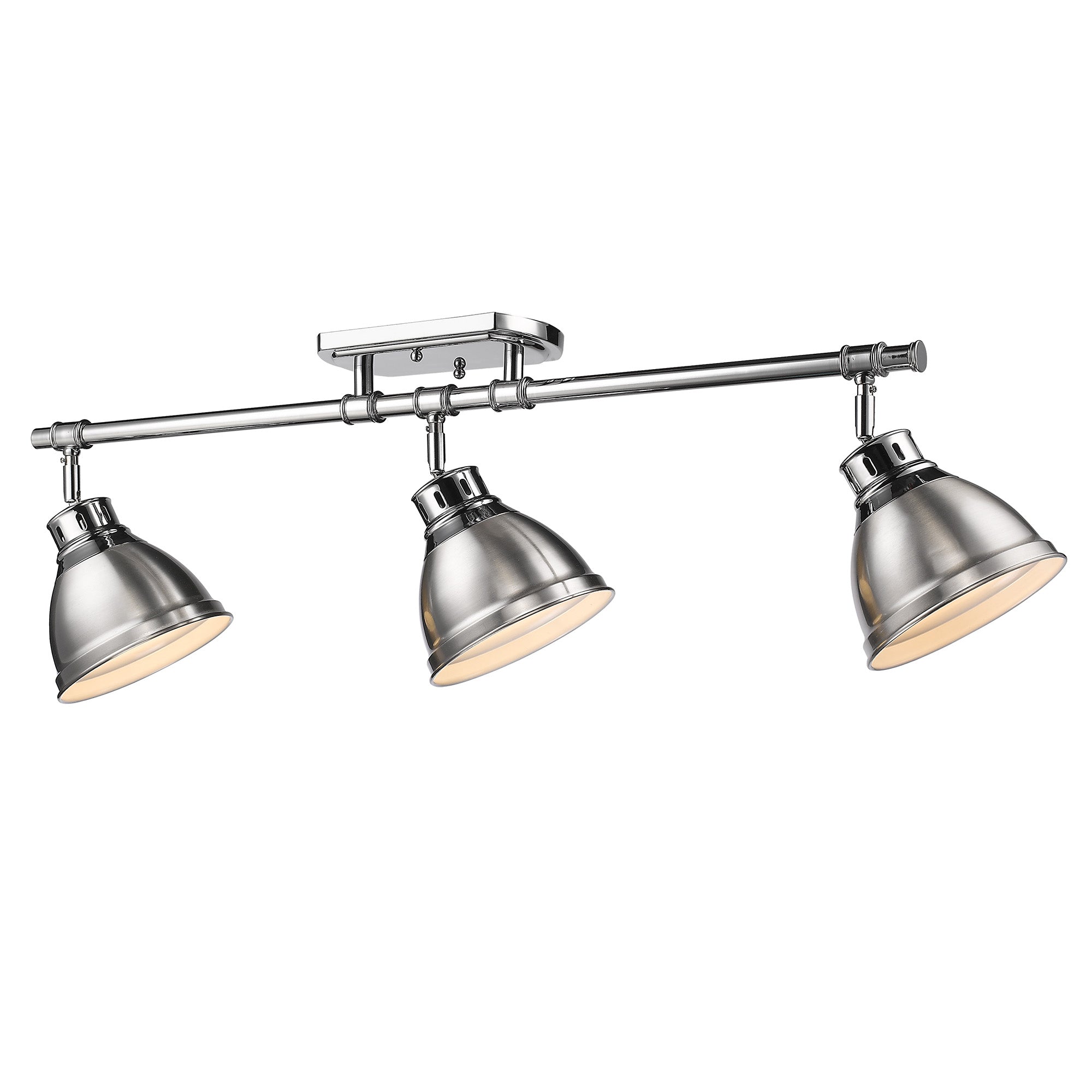 Duncan 3-Light Semi-Flush - Track Light in Chrome with Pewter - Default Title - Golden Lighting