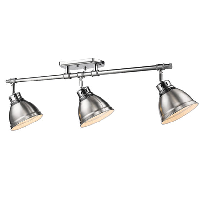 Duncan 3-Light Semi-Flush - Track Light in Chrome with Pewter - Default Title - Golden Lighting