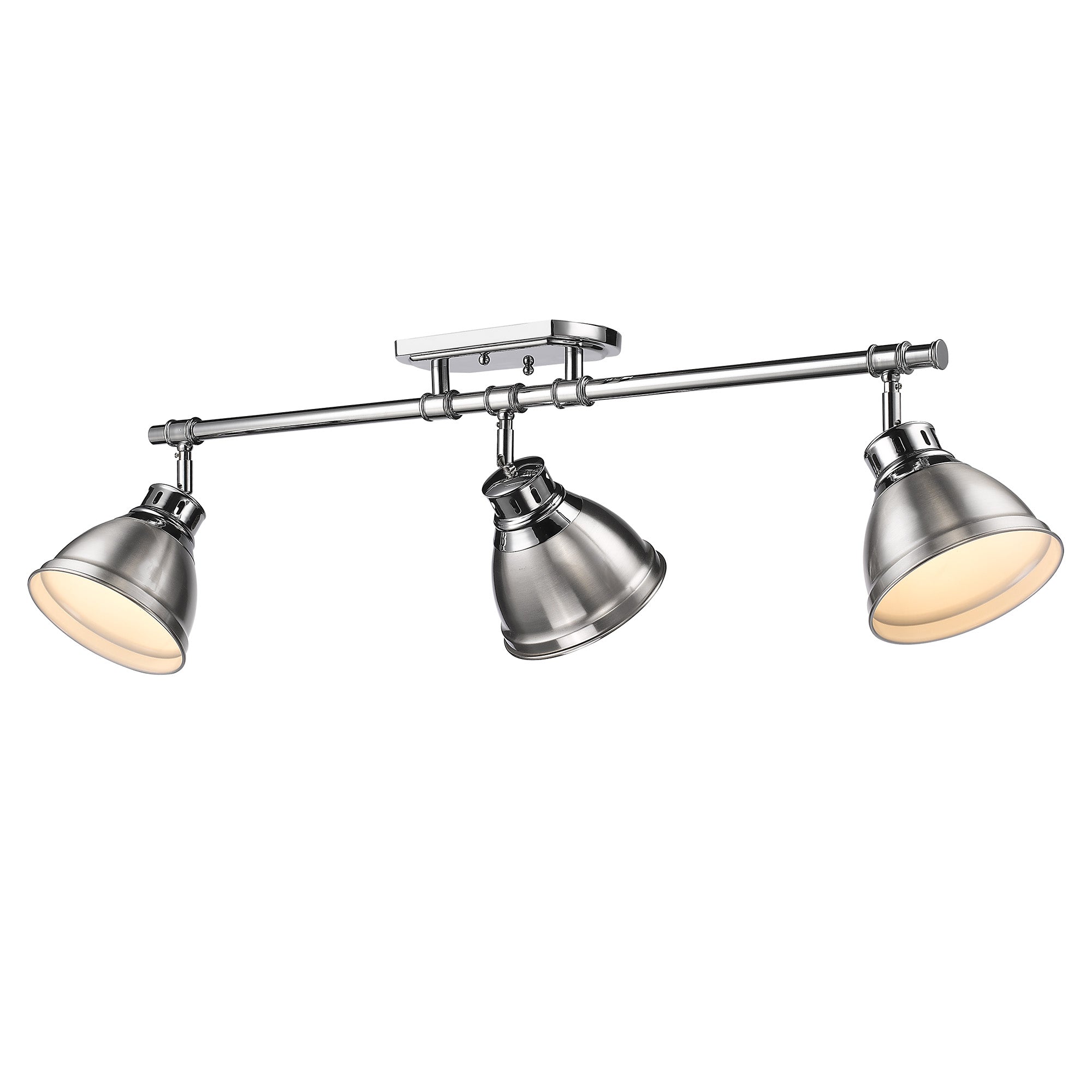 Duncan 3-Light Semi-Flush - Track Light in Chrome with Pewter - - Golden Lighting