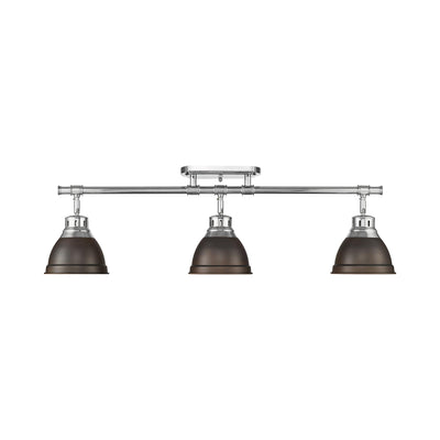 Yep by Golden Lighting Duncan 3-light Semi-Flush Mount in Chrome and Rubbed Bronze shade - - Golden Lighting