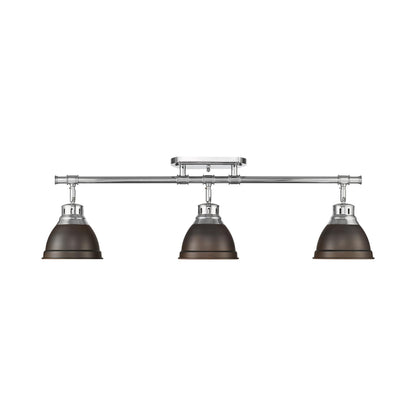 Yep by Golden Lighting Duncan 3-light Semi-Flush Mount in Chrome and Rubbed Bronze shade - - Golden Lighting