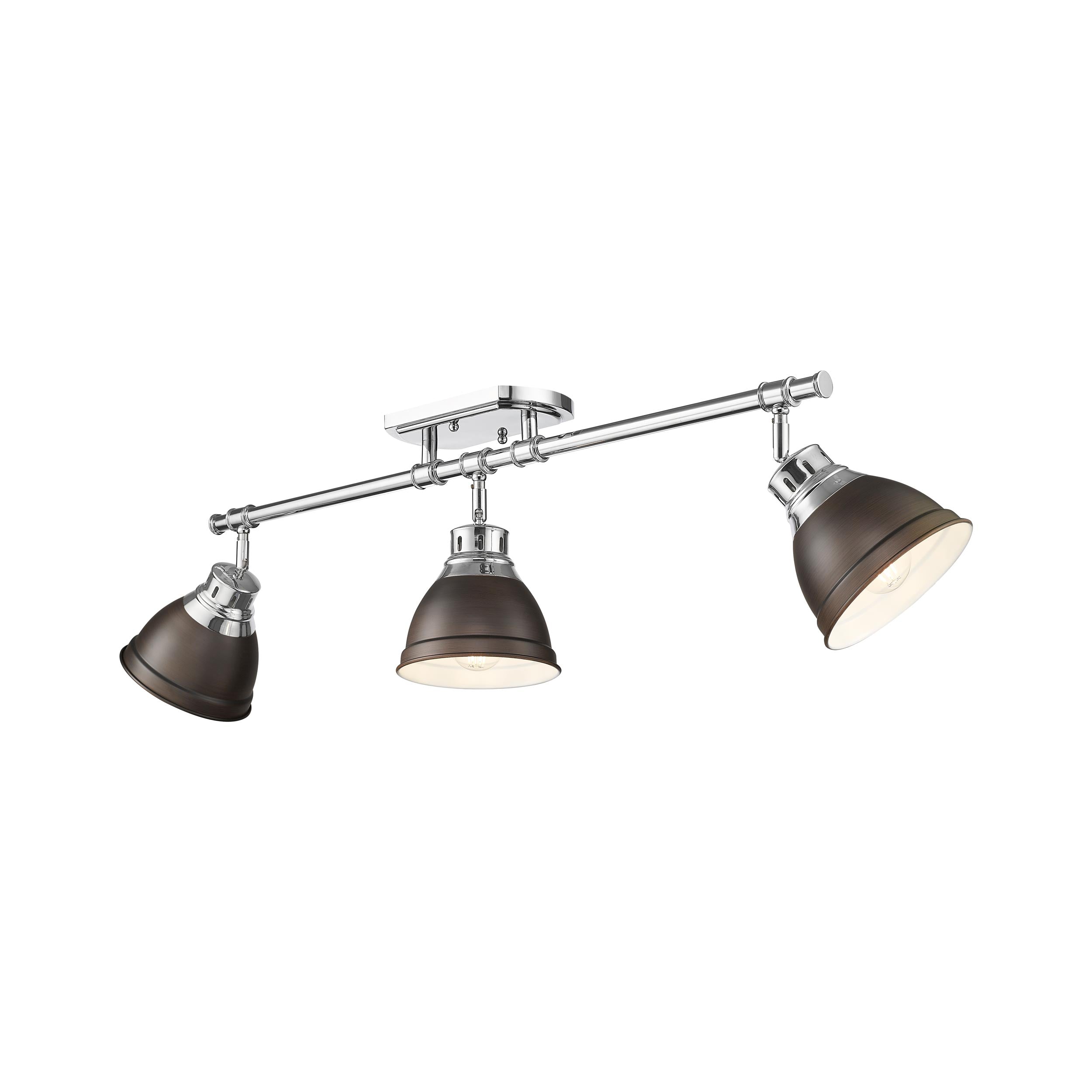 Duncan 3-Light Semi-Flush - Track Light in Chrome with Rubbed Bronze - Default Title - Golden Lighting