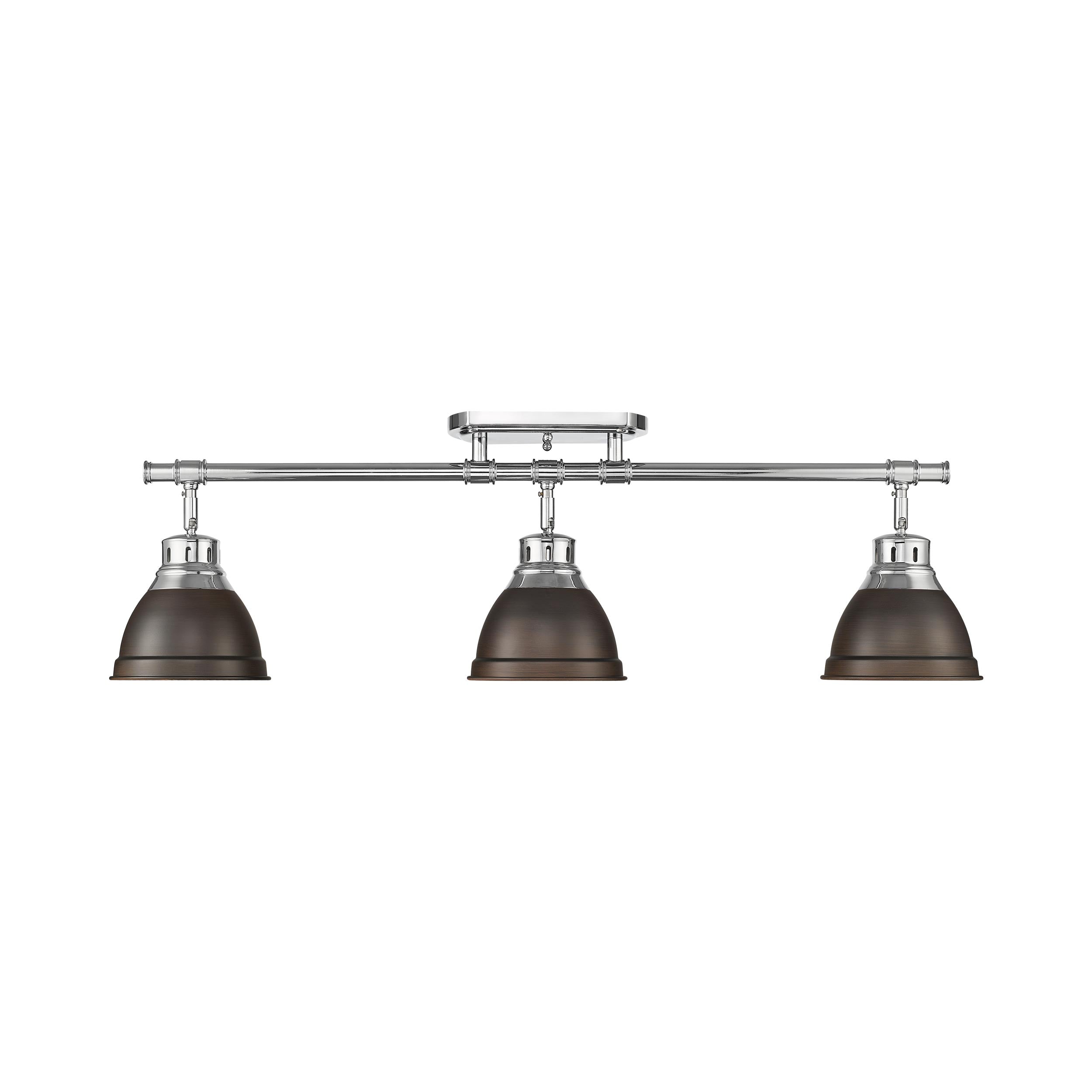 Duncan 3-Light Semi-Flush - Track Light in Chrome with Rubbed Bronze - - Golden Lighting