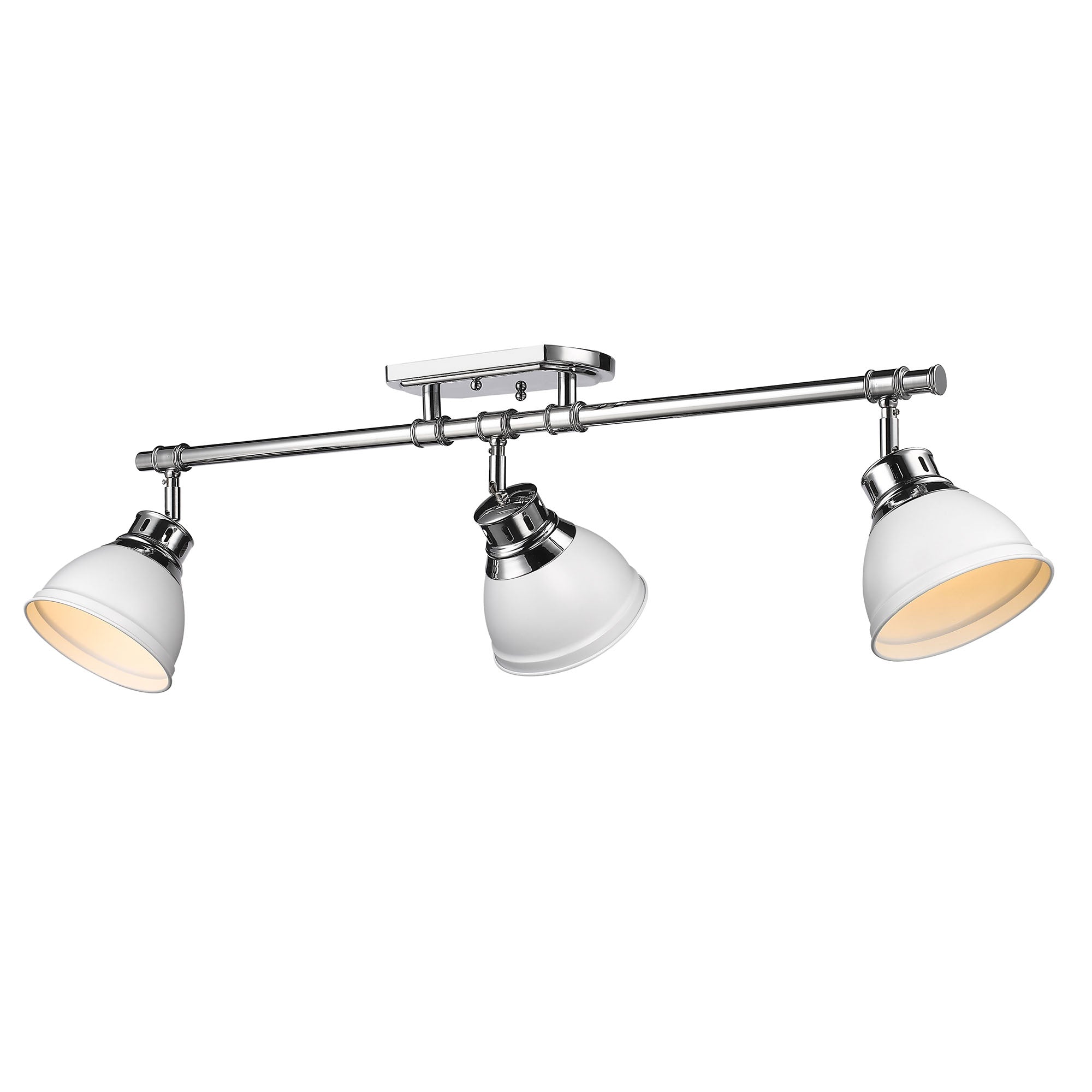 Duncan 3-Light Semi-Flush - Track Light in Chrome with Matte White - - Golden Lighting