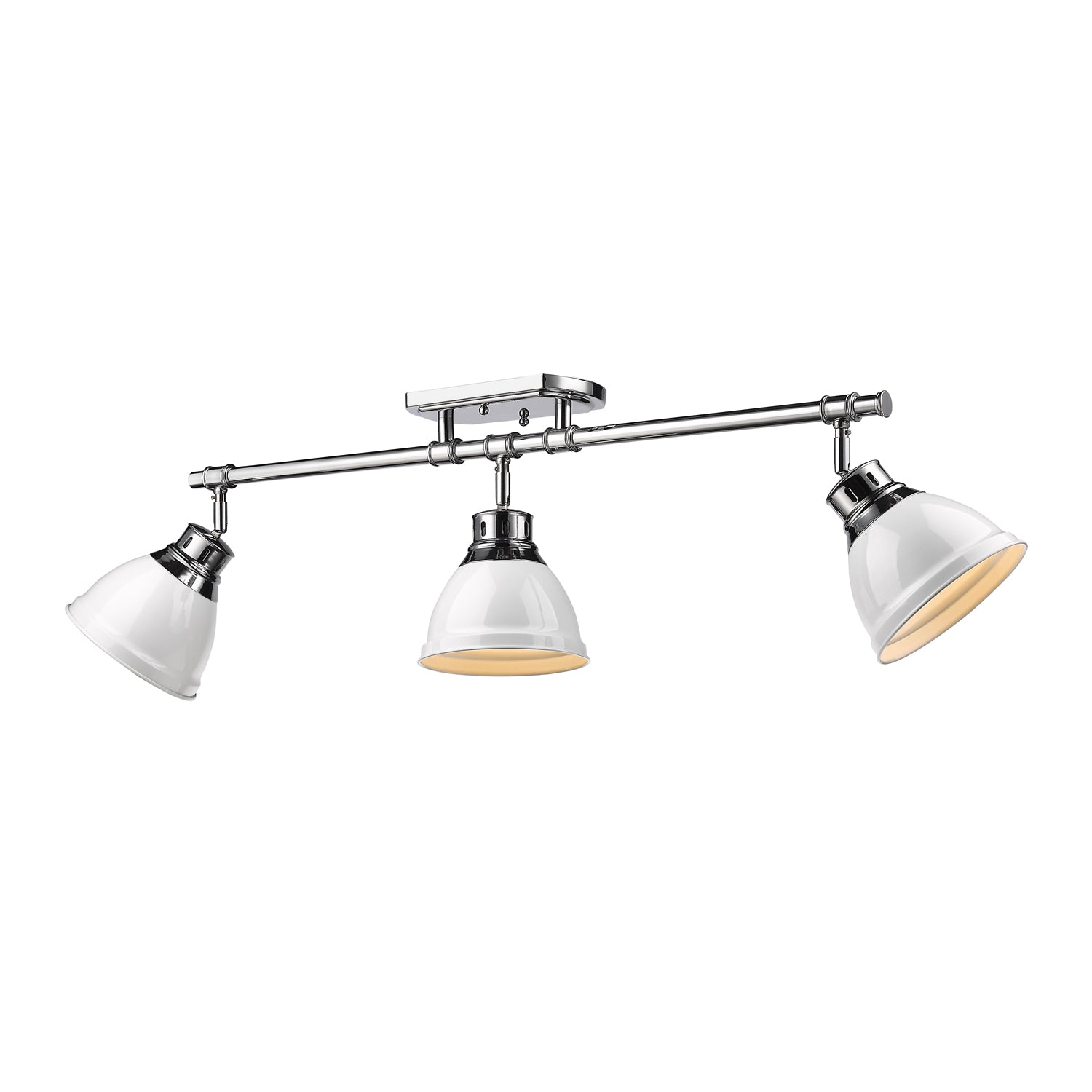 Duncan 3-Light Semi-Flush - Track Light in Chrome with White - - Golden Lighting